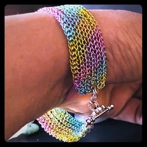 7.5” Handmade Cotton Candy Colored Wire Bracelet